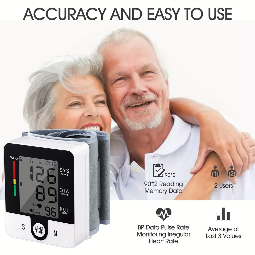CHANG KUN Wrist Blood Pressure Monitor, Automatic Wrist BP Monitor, Battery Operated Digital Large LCD Display Blood Pressure For Home Use Adjustable Cuffs Without Battery