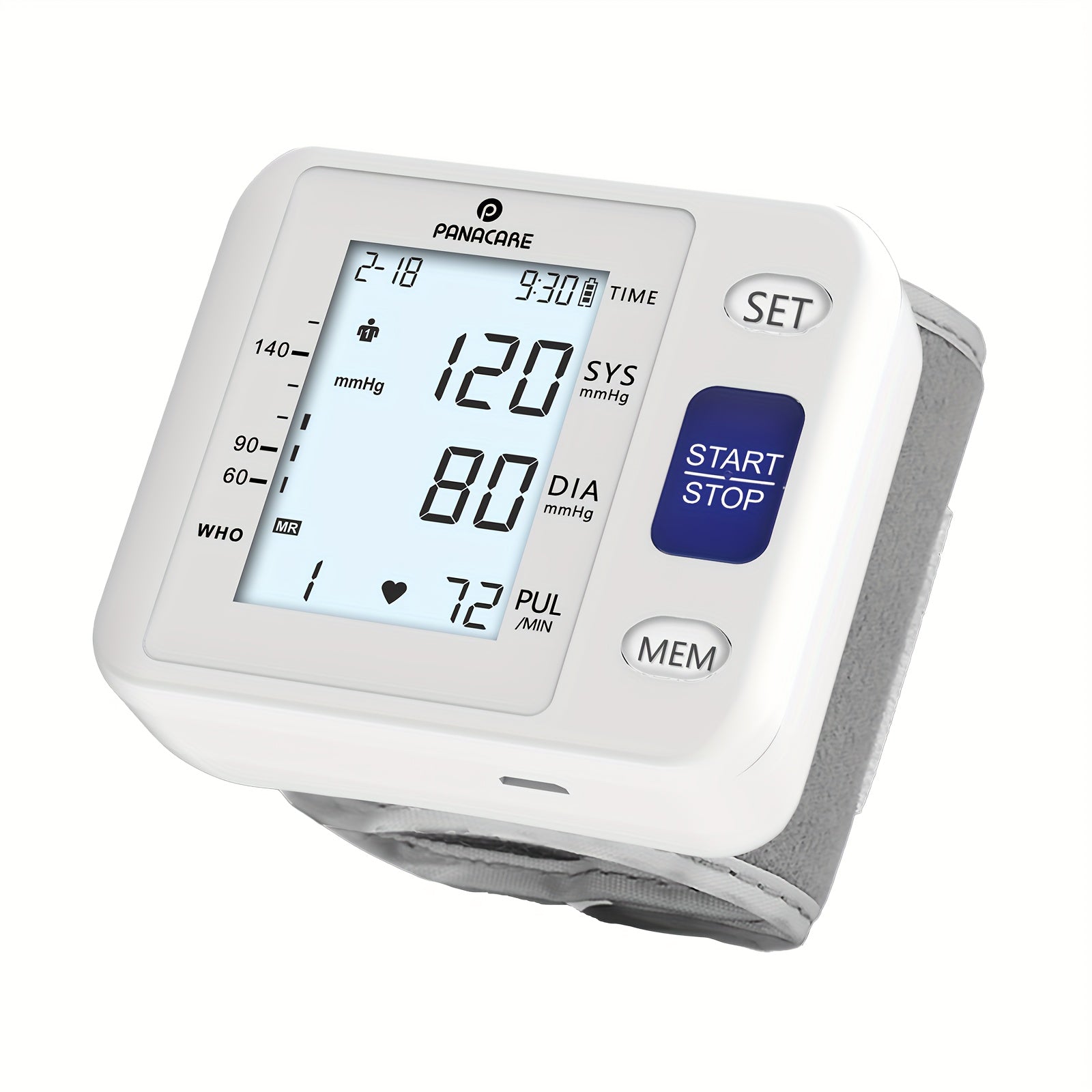 PANACARE Fully Automatic Wrist Blood Pressure Monitor With LCD Display Adjustable Cuff, Pulse Rate Detection And Irregular Heartbeat Alarm Battery Powered/USB Powered, Blood Pressure Measurement | Comprehensive Display