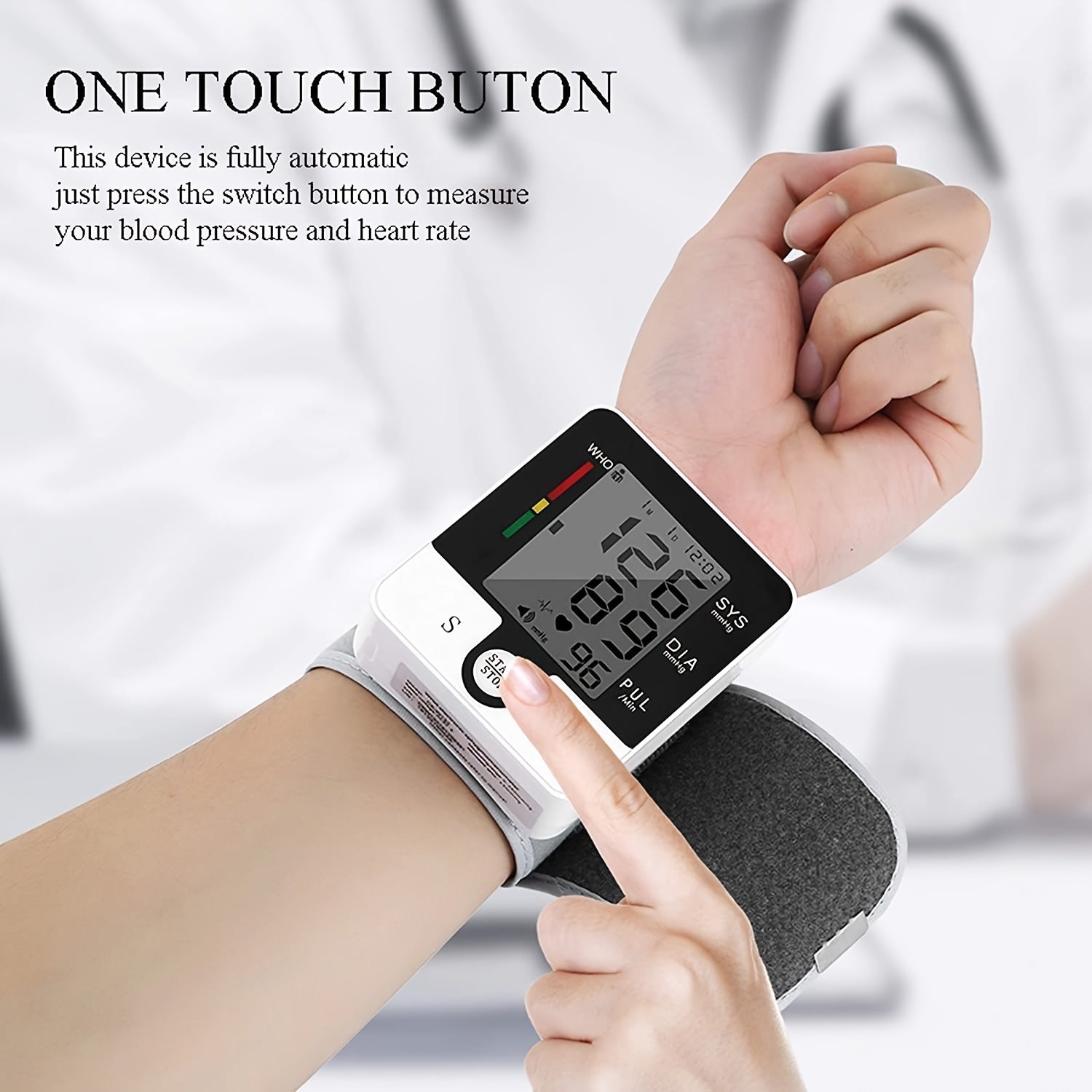 CHANG KUN Wrist Blood Pressure Monitor, Automatic Wrist BP Monitor, Battery Operated Digital Large LCD Display Blood Pressure For Home Use Adjustable Cuffs Without Battery