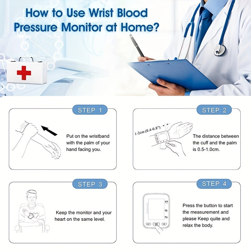 CHANG KUN Wrist Blood Pressure Monitor, Automatic Wrist BP Monitor, Battery Operated Digital Large LCD Display Blood Pressure For Home Use Adjustable Cuffs Without Battery