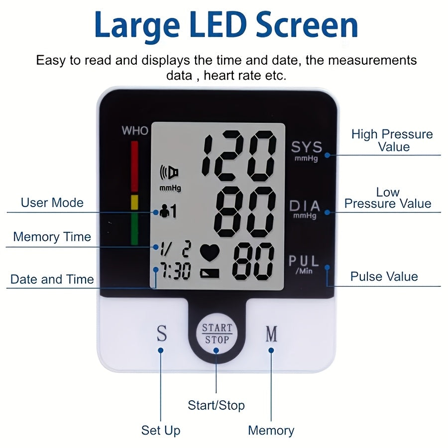 CHANG KUN Wrist Blood Pressure Monitor, Automatic Wrist BP Monitor, Battery Operated Digital Large LCD Display Blood Pressure For Home Use Adjustable Cuffs Without Battery
