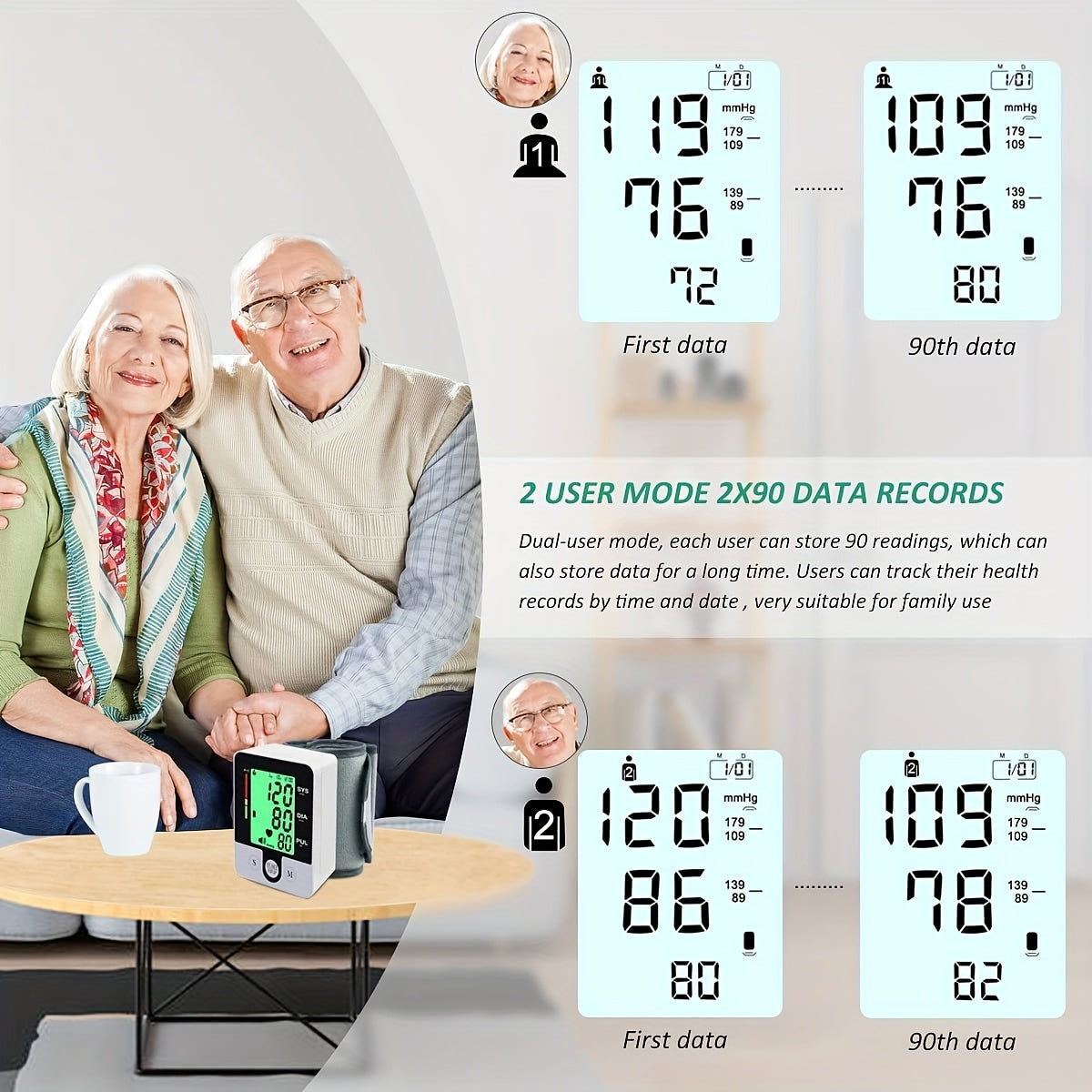 CHANG KUN Wrist Blood Pressure Monitor, Automatic Wrist BP Monitor, Battery Operated Digital Large LCD Display Blood Pressure For Home Use Adjustable Cuffs Without Battery