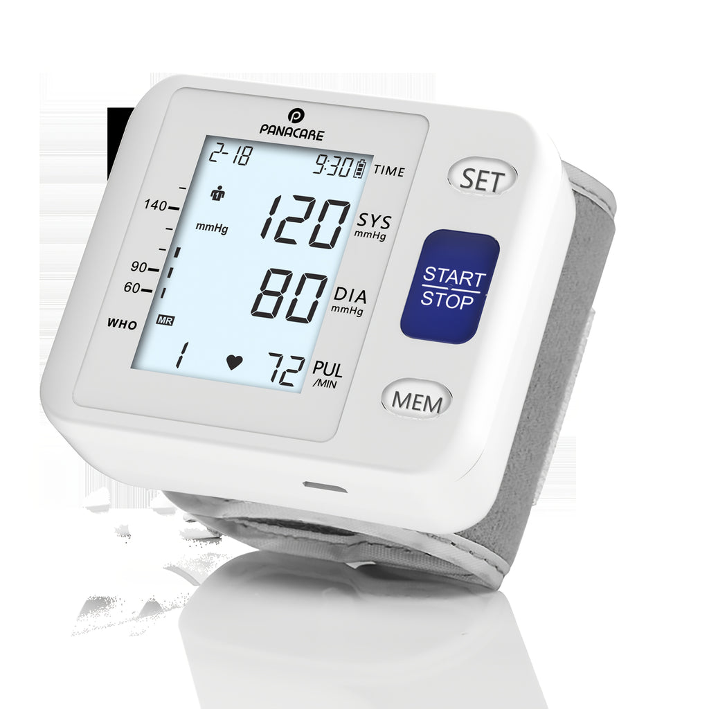 PANACARE Fully Automatic Wrist Blood Pressure Monitor With LCD Display Adjustable Cuff, Pulse Rate Detection And Irregular Heartbeat Alarm Battery Powered/USB Powered, Blood Pressure Measurement | Comprehensive Display