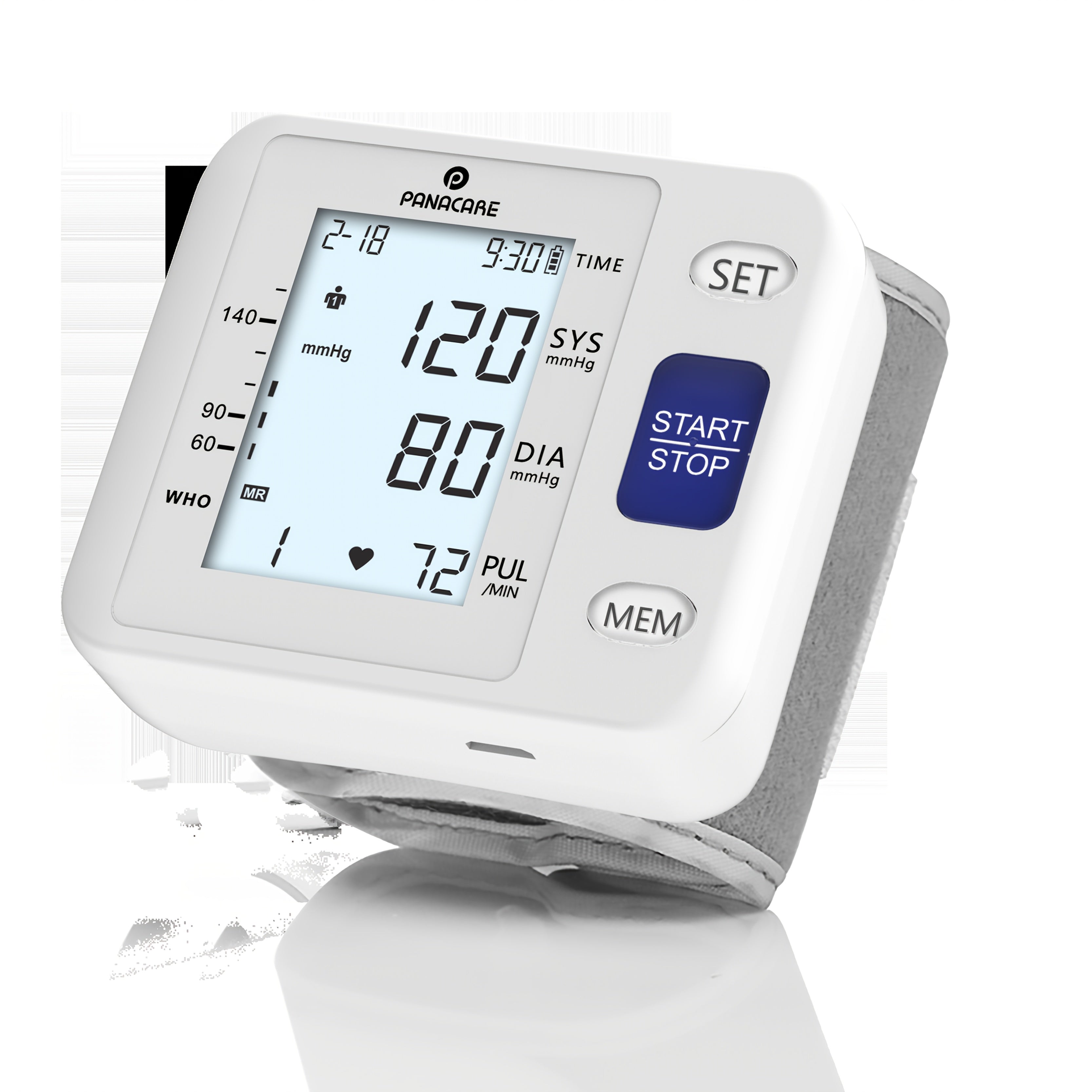 PANACARE Fully Automatic Wrist Blood Pressure Monitor With LCD Display Adjustable Cuff, Pulse Rate Detection And Irregular Heartbeat Alarm Battery Powered/USB Powered, Blood Pressure Measurement | Comprehensive Display