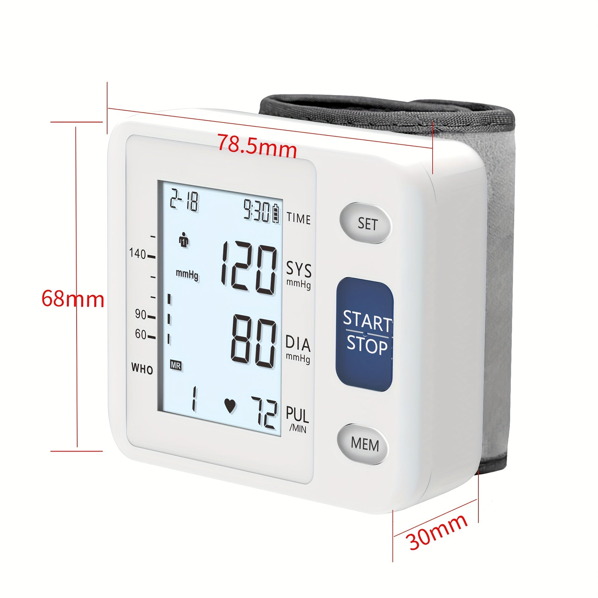PANACARE Fully Automatic Wrist Blood Pressure Monitor With LCD Display Adjustable Cuff, Pulse Rate Detection And Irregular Heartbeat Alarm Battery Powered/USB Powered, Blood Pressure Measurement | Comprehensive Display